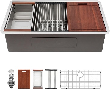 Sarlai 32 Inch 16 Gauge Under Counter Kitchen Sink